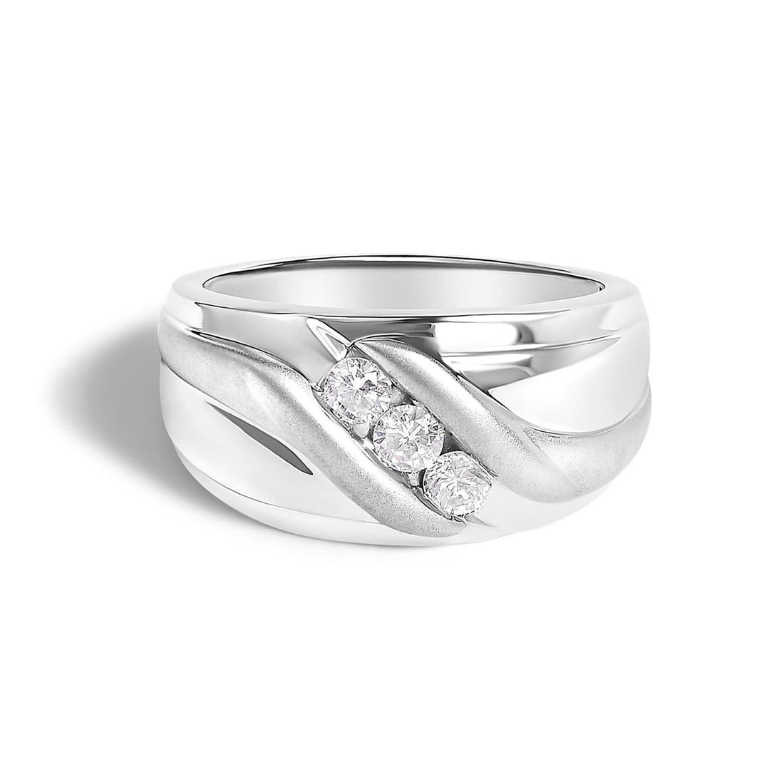 Men's three-stone diamond band ring
