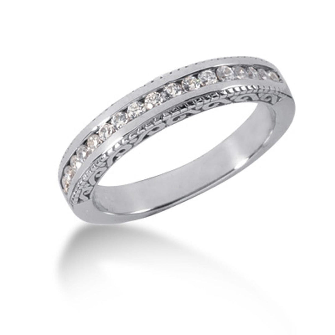 14K white gold diamond band, a cool-white alternative to platinum