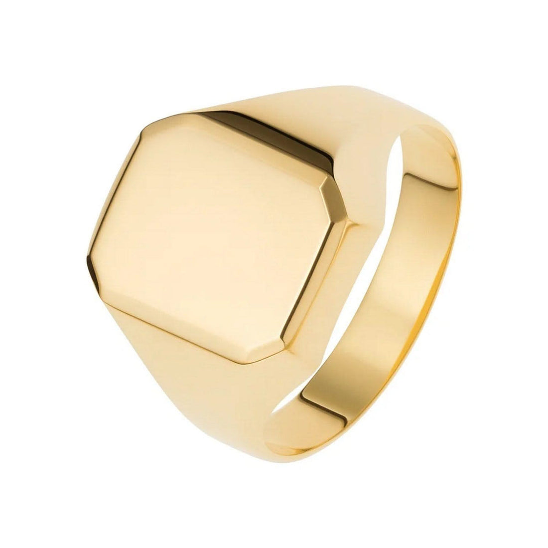 14K yellow gold polished signet ring for men
