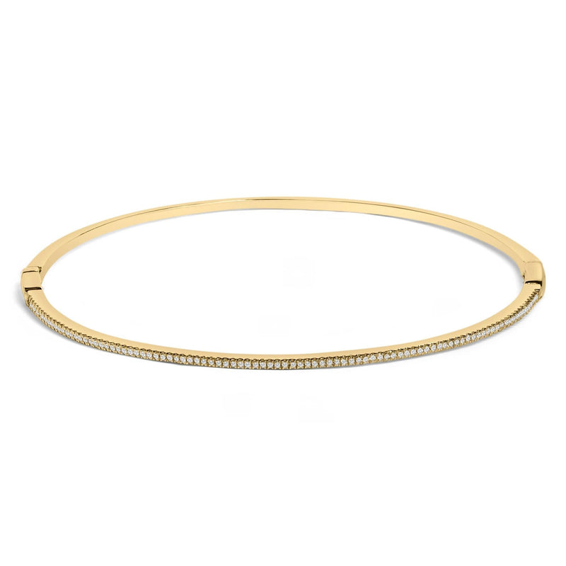 14K Yellow Gold 1/3 Cttw Diamond Half Eternity Bangle Bracelet (I-J Color, I2-I3 Clarity) - 7.75 14K yellow gold half eternity bangle bracelet with round diamond stones