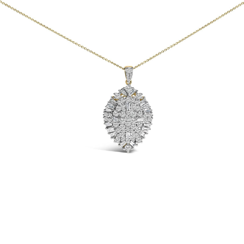 14K White and Yellow Gold 2.00 Cttw Diamond Cluster Pear Shaped Pendant Necklace (G-H Color, SI2-I1 Clarity) -20 14K yellow gold necklace with cluster of pear diamond stones