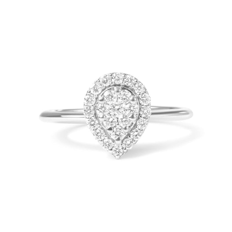 10K White Gold 3/8 Cttw Round-Cut Lab Grown Diamond Cluster Pear Promise Ring (G-H Color, VS2-SI1 Clarity) 10K White Gold 3/8 Cttw Round-Cut Lab Grown Diamond Cluster Pear Promise Ring (G-H Color, VS2-SI1 Clarity)-0