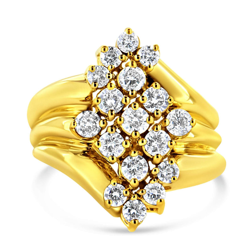10K Yellow Gold Plated .925 Sterling Silver Diamond Cocktail Ring (1 1/2 Cttw, J-K Color, I1-I2 Clarity) 10K Yellow Gold Plated .925 Sterling Silver Diamond Cocktail Ring (1 1/2 Cttw, J-K Color, I1-I2 Clarity)-0