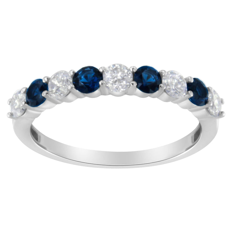 10KT White Gold 1/2 cttw Diamond and 3MM Created Gemstone Band Ring (H-I, I1-I2) 10KT White Gold 1/2 cttw Diamond and 3MM Created Gemstone Band Ring (H-I, I1-I2)-0