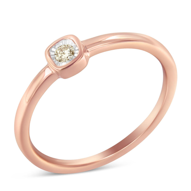 14K Rose Gold Plated .925 Sterling Silver 1/20 Carat Diamond Square Cushion-Shaped Miracle Set Petite Fashion Promise Ring (J-K Color, I1-I2 Clarity) 14K Rose Gold Plated .925 Sterling Silver 1/20 Carat Diamond Square Cushion-Shaped Miracle Set Petite Fashion Promise Ring (J-K Color, I1-I2 Clarity)-0