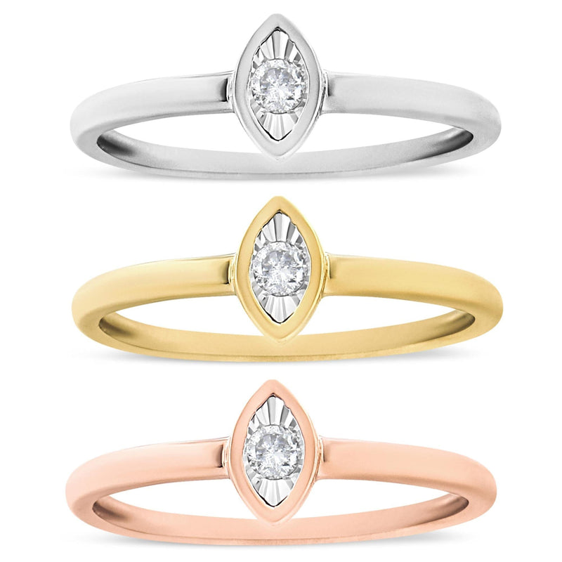 14K Gold Plated .925 Sterling Silver 1/6 Cttw Diamond Marquise Shaped Stackable Promise Ring Set (J-K Color, I1-I2 Clarity) 14K Gold Plated .925 Sterling Silver 1/6 Cttw Diamond Marquise Shaped Stackable Promise Ring Set (J-K Color, I1-I2 Clarity)-0