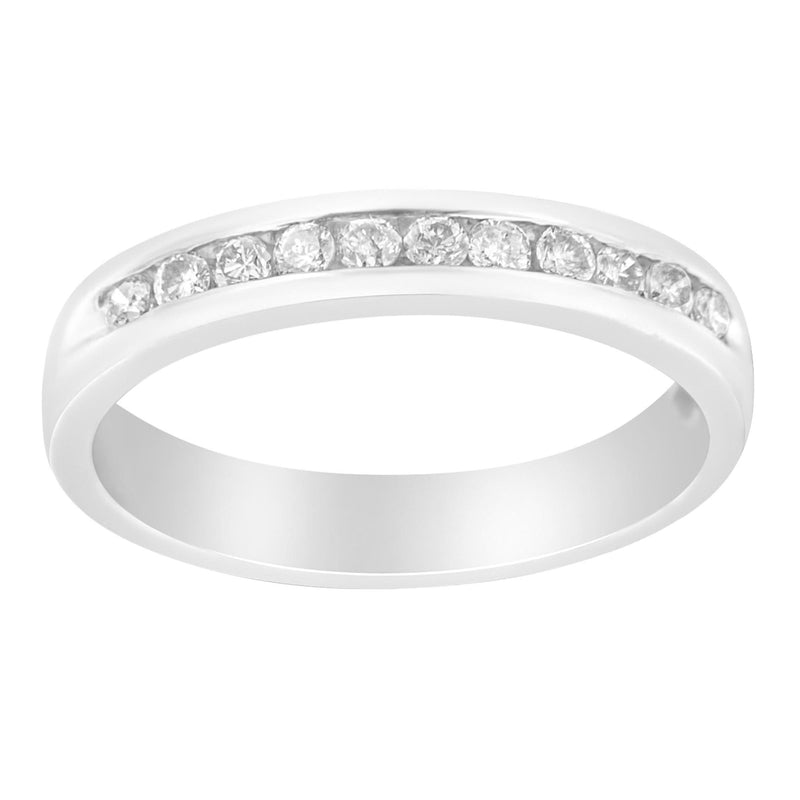 18K White Gold 1/4 Cttw Channel Set Brilliant Round-Cut Diamond Classic 11 Stone Wedding Band Ring (E-F Color, I1-I2 Clarity) 18K White Gold 1/4 Cttw Channel Set Brilliant Round-Cut Diamond Classic 11 Stone Wedding Band Ring (E-F Color, I1-I2 Clarity)-0