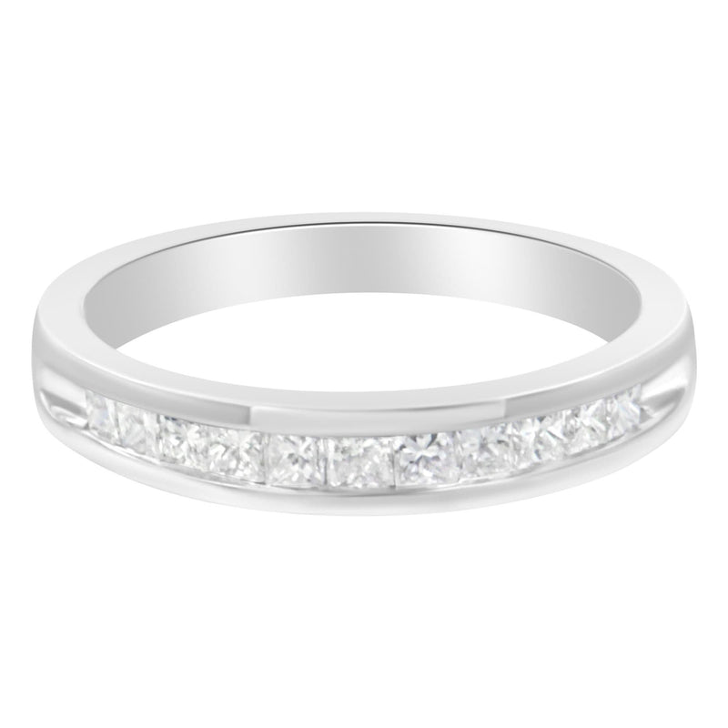 .925 Sterling Silver 1/2 Cttw Princess-Cut Diamond Channel-Set Half-Eternity Wedding or Anniversary Band Ring (H-I Color, I2 Clarity) .925 Sterling Silver 1/2 Cttw Princess-Cut Diamond Channel-Set Half-Eternity Wedding or Anniversary Band Ring (H-I Color, I2 Clarity)-0