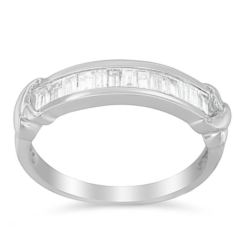 .925 Sterling Silver 1/2 Cttw Baguette Cut Diamond Channel Set X-Station Wedding Ring (H-I Color, I1-I2 Clarity) .925 Sterling Silver 1/2 Cttw Baguette Cut Diamond Channel Set X-Station Wedding Ring (H-I Color, I1-I2 Clarity)-0