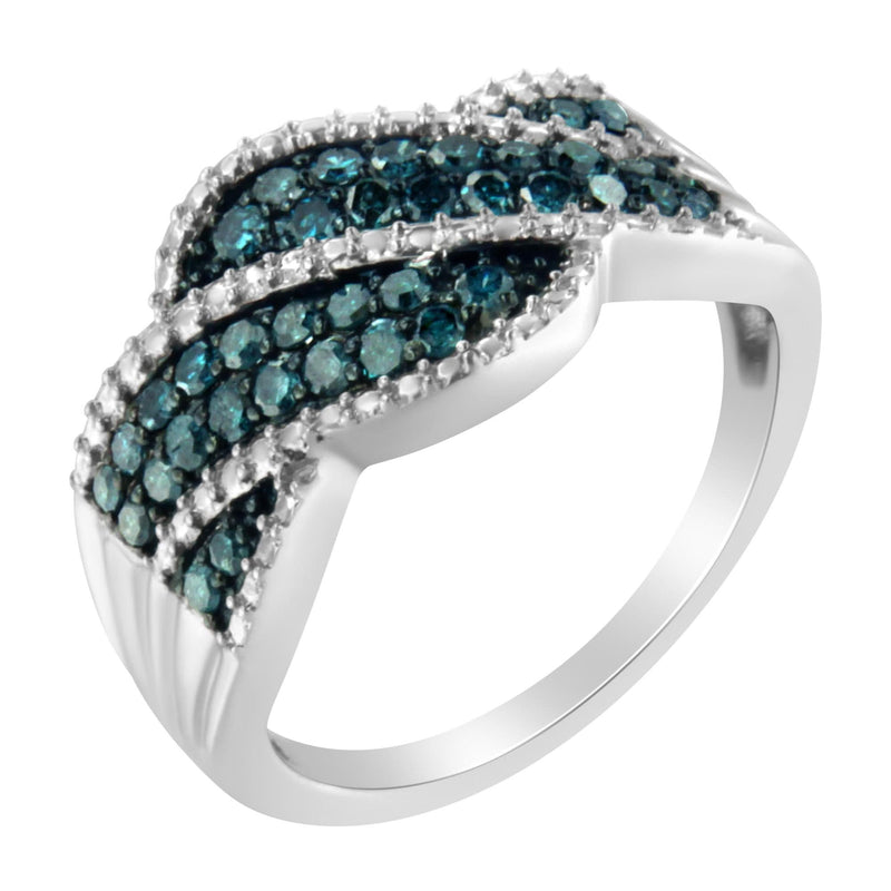 .925 Sterling Silver Treated Blue Color Diamond cocktail Ring (1/2 Cttw, Treated Blue Color, I2-I3 Clarity) .925 Sterling Silver Treated Blue Color Diamond cocktail Ring (1/2 Cttw, Treated Blue Color, I2-I3 Clarity)-0