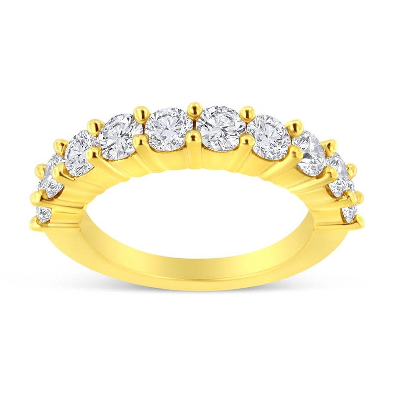 14K Yellow Gold Plated .925 Sterling Silver 2.0 Cttw Round Brilliant Cut Diamond 10 Stone Anniversary Band Ring (J-K Color, I1-I2 Clarity) 14K Yellow Gold Plated .925 Sterling Silver 2.0 Cttw Round Brilliant Cut Diamond 10 Stone Anniversary Band Ring (J-K Color, I1-I2 Clarity)-0