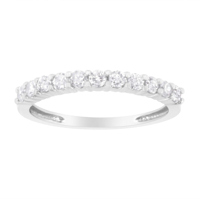 .925 Sterling Silver 1/2 cttw Shared Prong-Set Brilliant Round-Cut Diamond 11 Stone Band Ring (I-J Color, SI2-I1 Clarity) .925 Sterling Silver 1/2 cttw Shared Prong-Set Brilliant Round-Cut Diamond 11 Stone Band Ring (I-J Color, SI2-I1 Clarity)-0