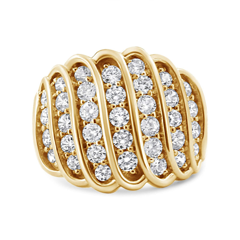 14K Yellow Gold Plated .925 Sterling Silver 2.00 Cttw Diamond Multi Row Band Ring (J-K Color, I1-I2 Clarity) 14K Yellow Gold Plated .925 Sterling Silver 2.00 Cttw Diamond Multi Row Band Ring (J-K Color, I1-I2 Clarity)-0