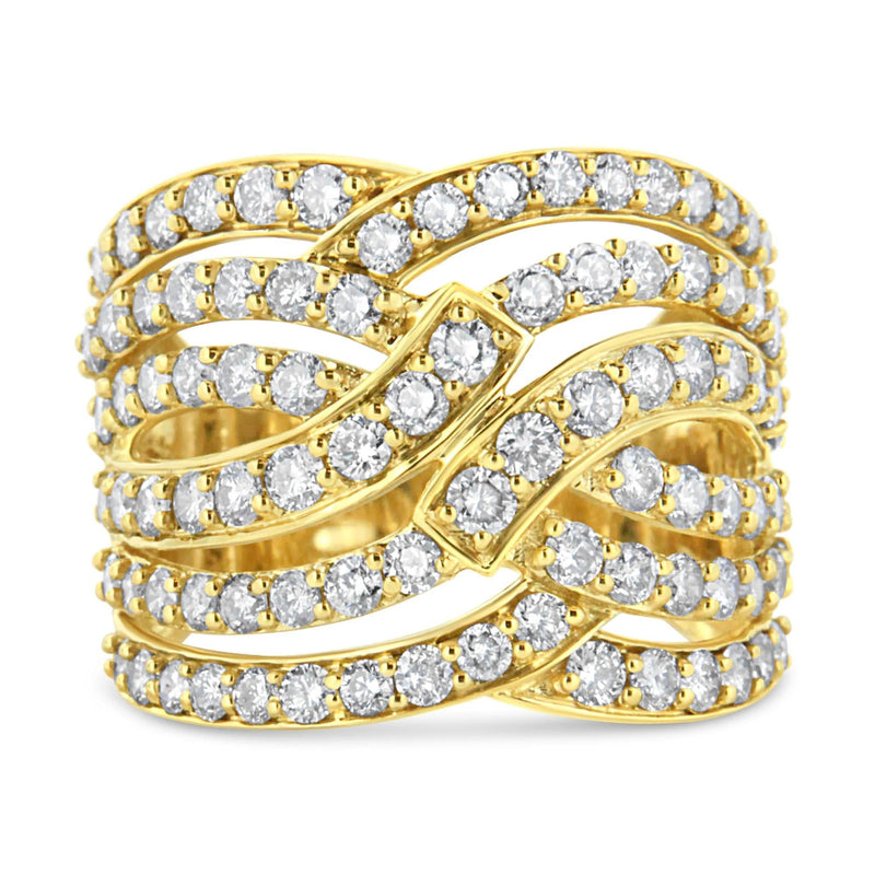 10K Yellow Gold 3.00 Cttw Diamond Multi Row Bypass Wave Cocktail Band Ring (J-K Color, I1-I2 Clarity) 10K Yellow Gold 3.00 Cttw Diamond Multi Row Bypass Wave Cocktail Band Ring (J-K Color, I1-I2 Clarity)-0