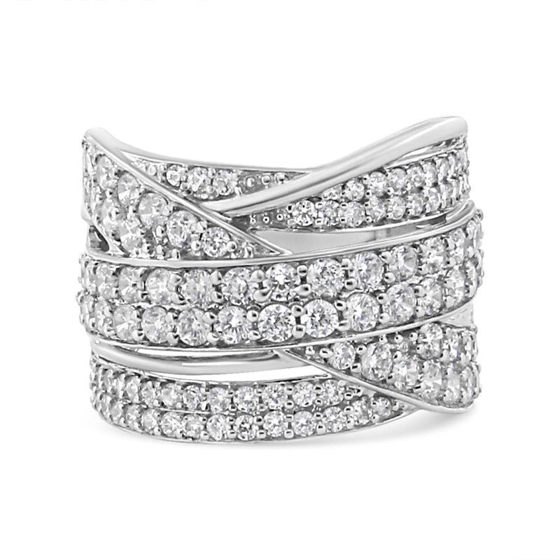 .925 Sterling Silver 2.00 Cttw Round-Cut Diamond Overlapping Bypass Band Ring (I-J Color, I2-I3 Clarity) .925 Sterling Silver 2.00 Cttw Round-Cut Diamond Overlapping Bypass Band Ring (I-J Color, I2-I3 Clarity)-0