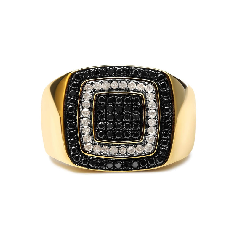 Men's 10K Yellow Gold 3/4 Cttw White and Black Treated Diamond Ring Band (Black / I-J Color, I2-I3 Clarity) Men's 10K Yellow Gold 3/4 Cttw White and Black Treated Diamond Ring Band (Black / I-J Color, I2-I3 Clarity)-0