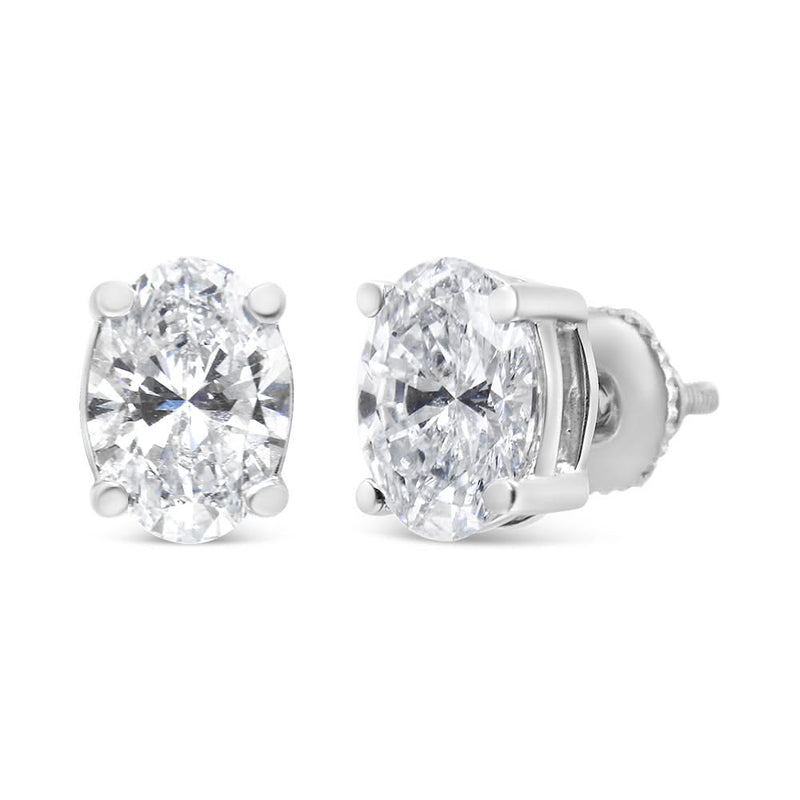 14K White Gold Lab Grown Oval Solitaire Diamond Stud Earrings (F-G Color, VS2-SI1 Clarity) 14K White Gold Lab Grown Oval Solitaire Diamond Stud Earrings (F-G Color, VS2-SI1 Clarity)-0