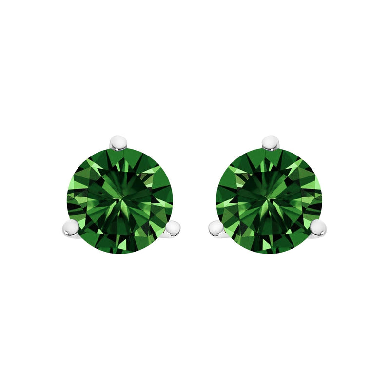 14K White Gold 1 1/2 Cttw 3-Prong Martini Set Brilliant Round-Cut Solitaire Lab Grown Green Diamond Screwback Stud Earrings (Green Color, VS2-SI1 Clarity) 14K White Gold 1 1/2 Cttw 3-Prong Martini Set Brilliant Round-Cut Solitaire Lab Grown Green Diamond Screwback Stud Earrings (Green Color, VS2-SI1 Clarity)-0