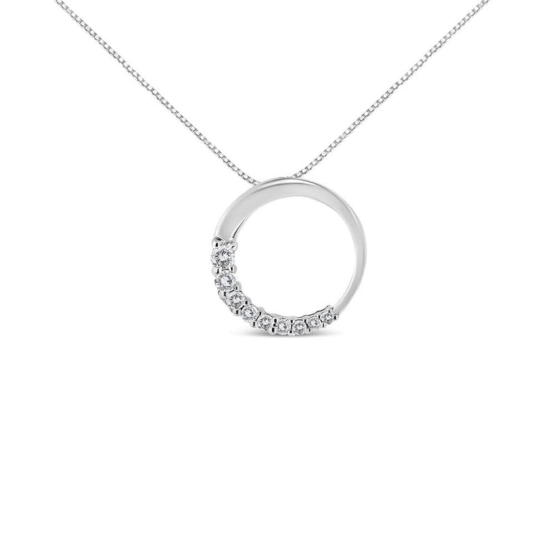 14K Gold 1/4 Cttw Round-Cut Graduating Diamond Open Circle Hoop 18 14K Gold 1/4 Cttw Round-Cut Graduating Diamond Open Circle Hoop 18