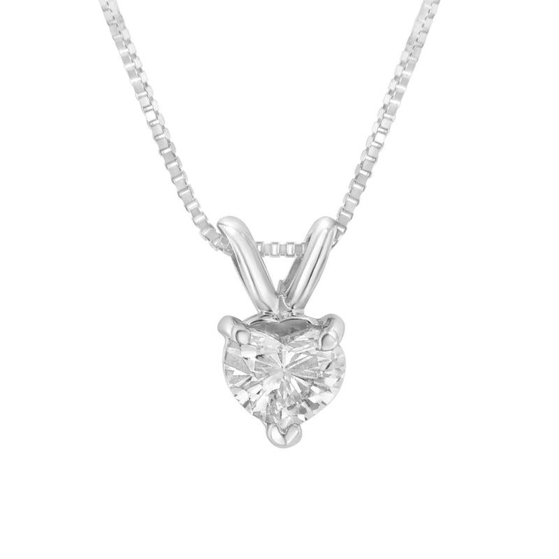 14K White Gold 3-Prong Set Heart Shaped Solitaire Diamond 18 14K White Gold 3-Prong Set Heart Shaped Solitaire Diamond 18
