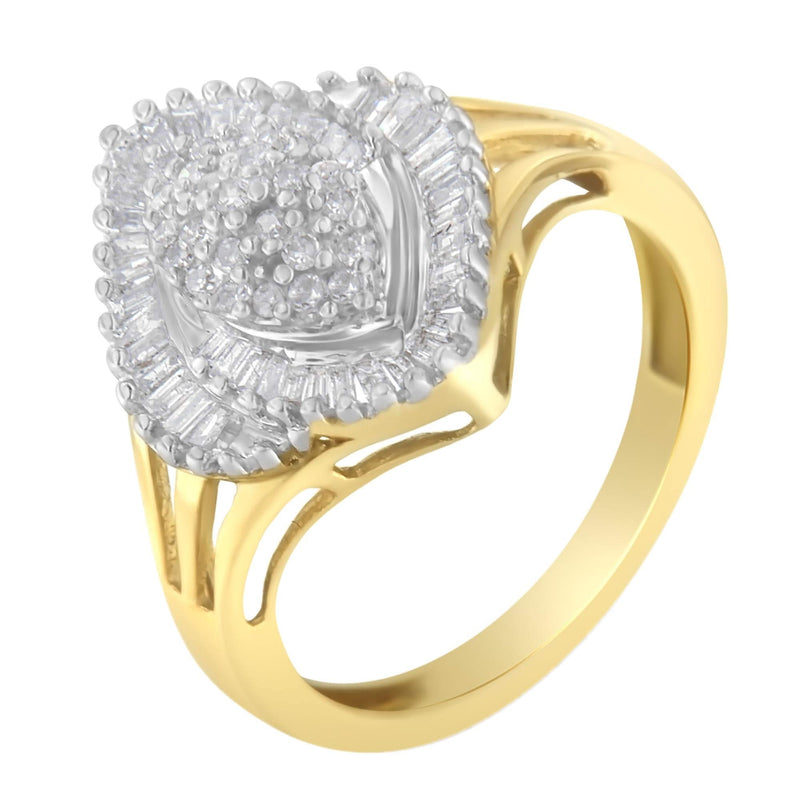 10K Yellow Gold Diamond Cocktail Ring (1/2 Cttw, J-K Color, I2-I3 Clarity) 10K yellow gold cocktail ring with clustered round diamond stones