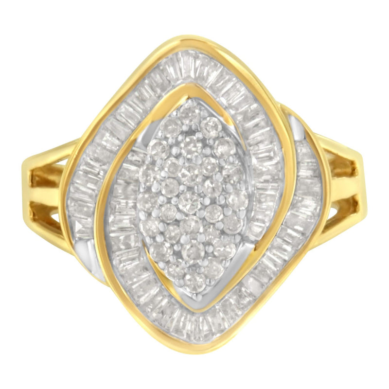 10K Yellow Gold Diamond Cluster Ring (3/4 Cttw, J-K Color, I2-I3 Clarity) 10K yellow gold ring with cluster of round diamonds, 4 ct total weight