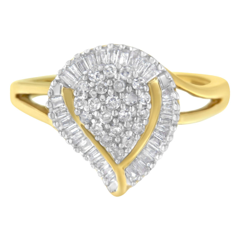 10K Yellow Gold Diamond Cluster Ring (1/2 Cttw, I-J Color, I1-I2 Clarity) 10K yellow gold ring with cluster of round diamond stones