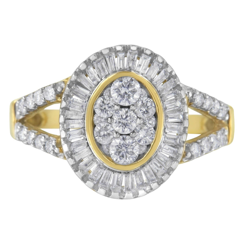 10kt Yellow Gold Diamond Cocktail Ring (1 cttw, H-I Color, SI2-I1 Clarity) 10K yellow gold cocktail ring with clustered round diamond stones