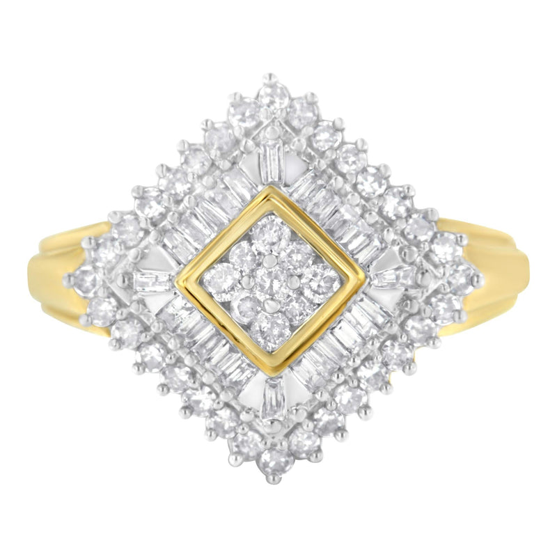 10K Yellow Gold Diamond Ballerina Ring (1 Cttw, I-J Color, I1-I2 Clarity) 10K yellow gold ballerina ring with cluster of round diamond stones