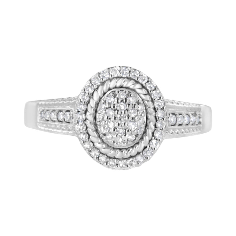 .925 Sterling Silver 1/3 Cttw Pave Set Round-Cut Diamond Braided Halo Cocktail Ring (I-J Color, I2-I3 Clarity) 925 sterling silver ring with round pave diamond stones in braided halo