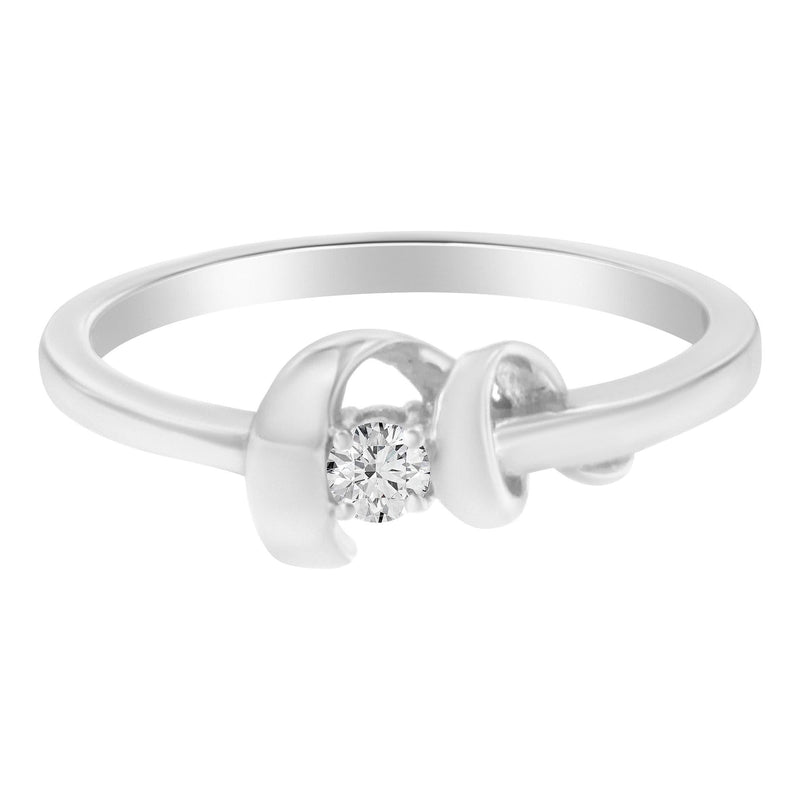 10K White Gold Diamond Promise Ring (1/10 Cttw, H-I Color, SI2-I1 Clarity) 10K white gold promise ring with small round diamond stones