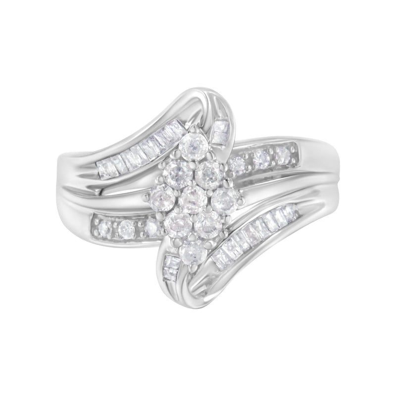10K White Gold 1/2 cttw Diamond Cluster Ring (H-I Clarity, I2-I3 Color) 10K white gold ring with cluster of round diamond stones