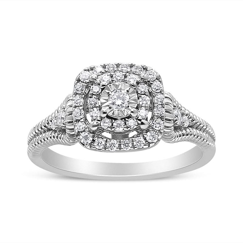 .925 Sterling Silver 1/3 Cttw Miracle Set Round-Cut Diamond Cocktail Ring (H-I Color, I1-I2 Clarity) 925 sterling silver ring with round miracle-set diamond stones