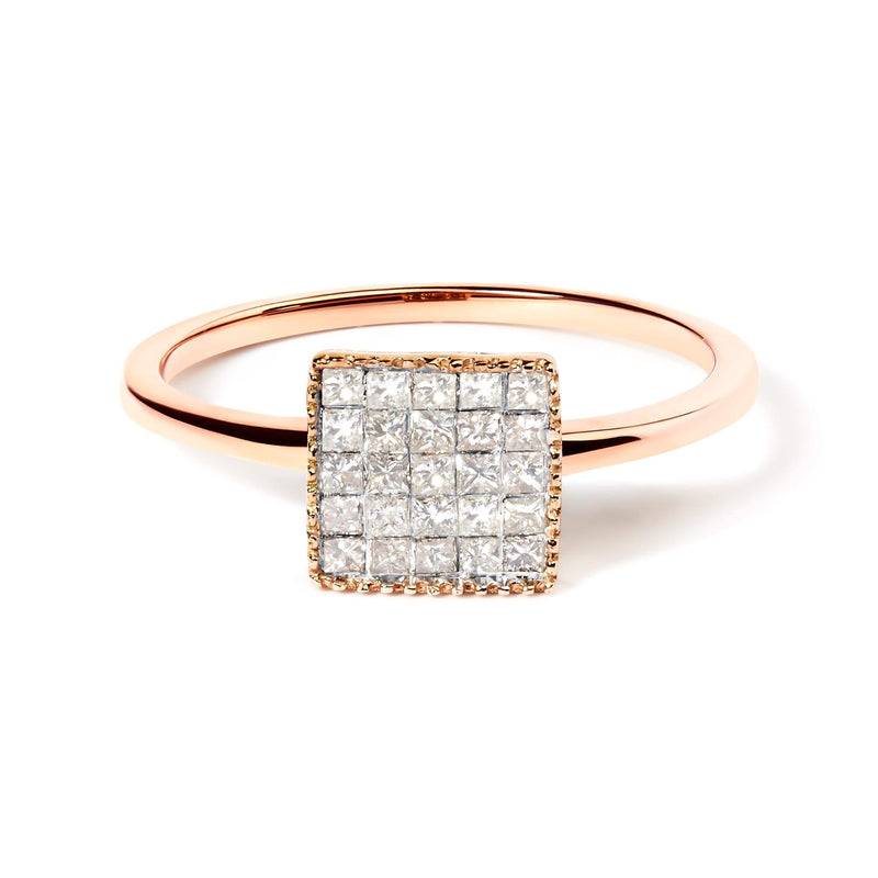 10K Rose Gold 1/3 Cttw Invisible Set Princess Cut Diamond Composite Square Shape Ring (H-I color, I1-I2 clarity) 10K rose gold ring with princess cut diamond composite square head