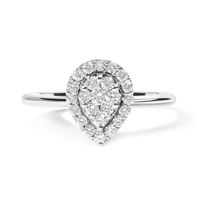 10K White Gold 3/8 Cttw Round-Cut Lab Grown Diamond Cluster Pear Promise Ring (G-H Color, VS2-SI1 Clarity) 10K White Gold 3/8 Cttw Round-Cut Lab Grown Diamond Cluster Pear Promise Ring (G-H Color, VS2-SI1 Clarity)-0