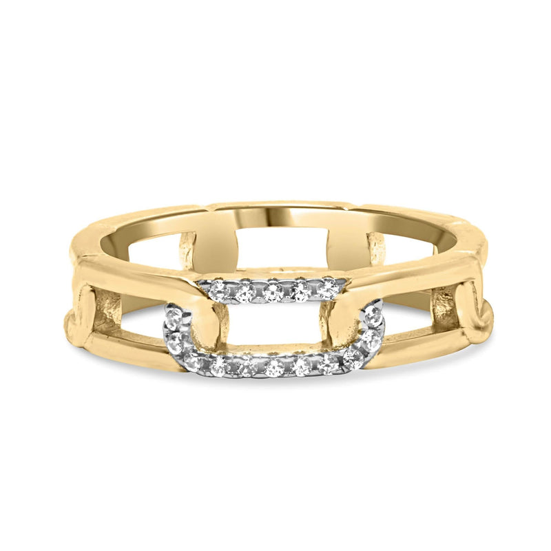 10K Yellow Gold Diamond Accent Paperclip Band Ring (I-J Color, I2-I3 Clarity) 10K yellow gold paperclip band ring with diamond accent stones