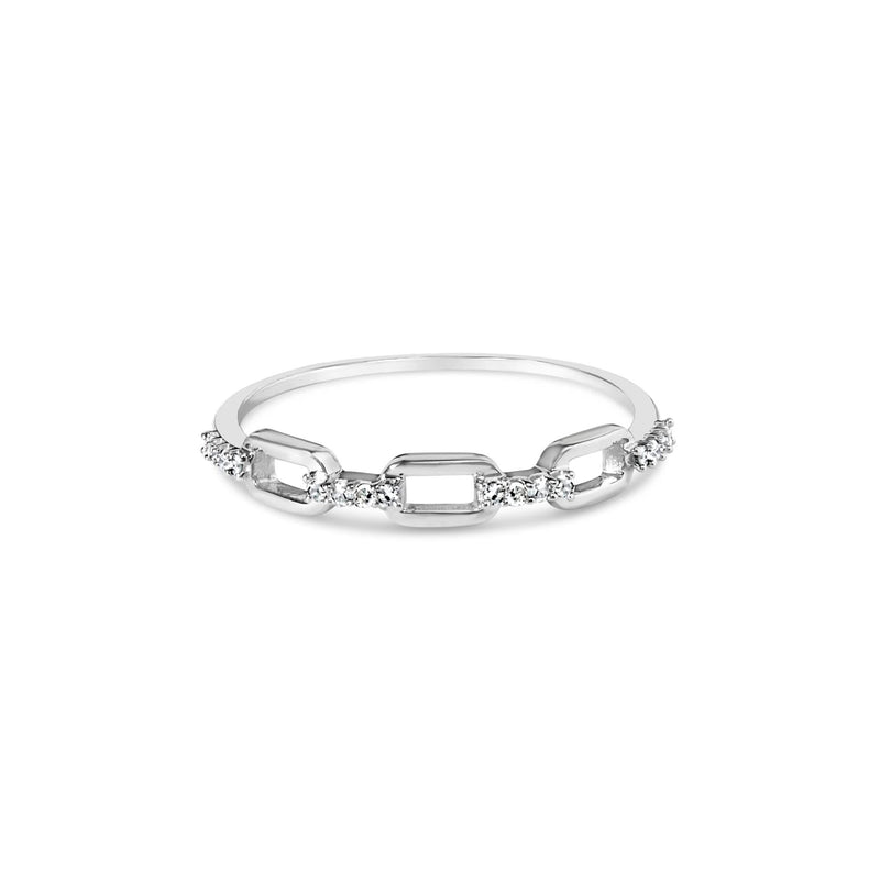 .925 Sterling Silver Diamond Accent Paperclip Band Ring (I-J Color, I2-I3 Clarity) 925 sterling silver paperclip band ring with flush-set diamond accents