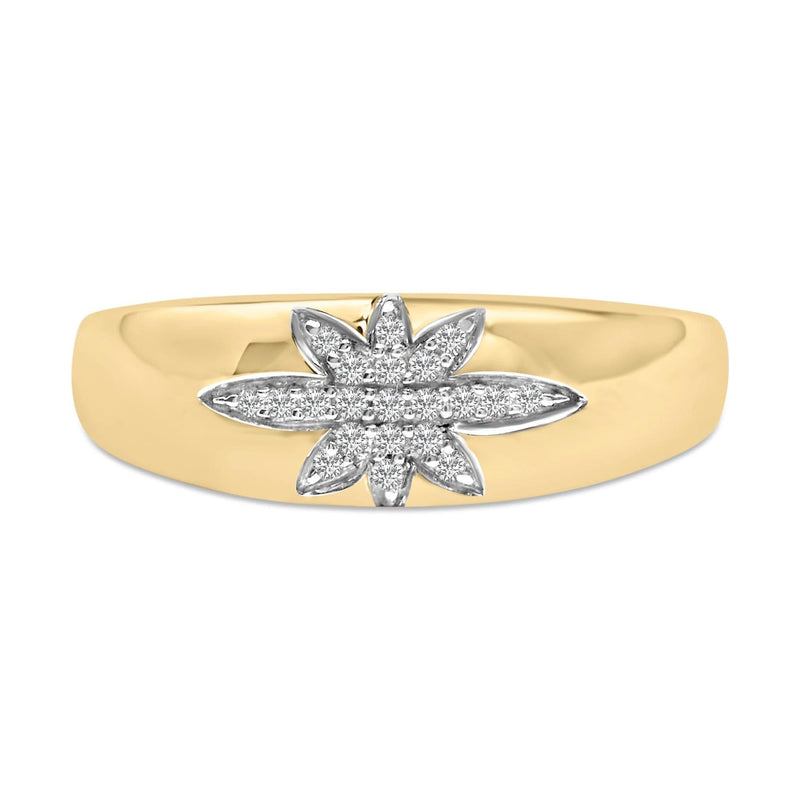 18K Yellow Gold 1/10 Cttw Diamond Star Burst Inlay Ring 18K yellow gold ring with star burst inlay diamond stones