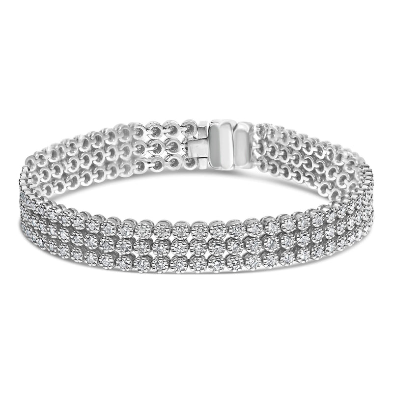 18K White Gold 5.00 Cttw Natural Diamond 3 Row Link Tennis Bracelet (G-H Color, VS1-VS2 Clarity) - 7.25 18K White Gold 5.00 Cttw Natural Diamond 3 Row Link Tennis Bracelet (G-H Color, VS1-VS2 Clarity) - 7.25