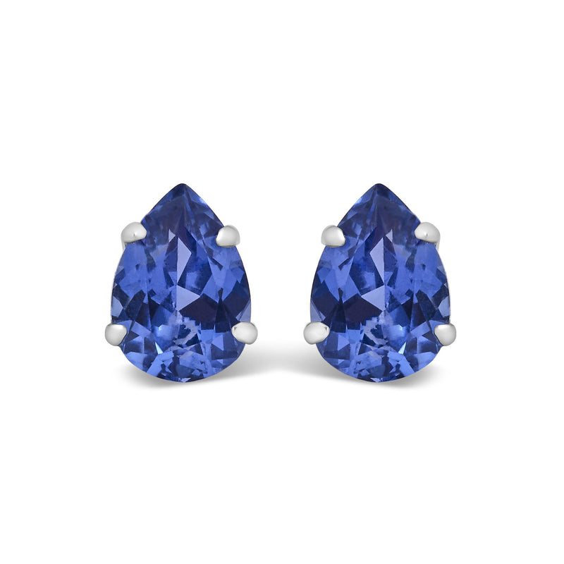 Platinum Lab 5X7 Created Blue Sapphire Pear Solitaire Stud Earrings Platinum Lab 5X7 Created Blue Sapphire Pear Solitaire Stud Earrings-0