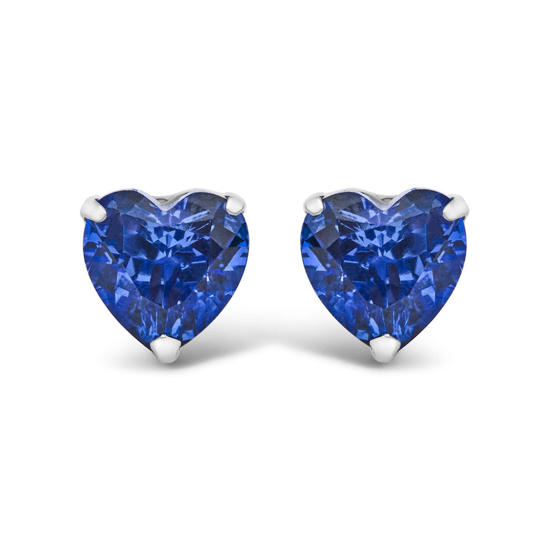 Platinum 6x6 Lab Created Blue Sapphire Heart Solitaire Stud Earrings Platinum 6x6 Lab Created Blue Sapphire Heart Solitaire Stud Earrings-0