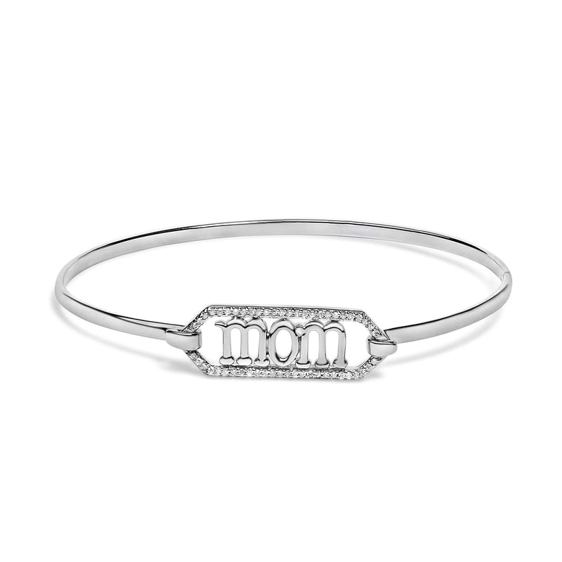 .925 Sterling Silver 1/5 Cttw Diamond Mom Bangle Bracelet .925 Sterling Silver 1/5 Cttw Diamond Mom Bangle Bracelet-0