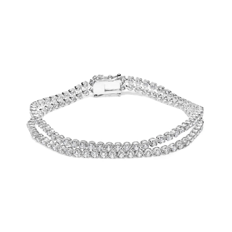 18K White Gold 5 3/5 Cttw Natural Diamond Double Row Link Tennis Bracelet (G-H Color, VS1-VS2 Clarity) - 7 18K White Gold 5 3/5 Cttw Natural Diamond Double Row Link Tennis Bracelet (G-H Color, VS1-VS2 Clarity) - 7