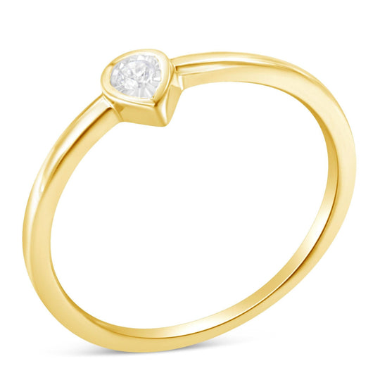 14K yellow gold ring with 1 pear diamond stone in miracle setting