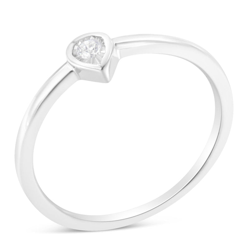 .925 Sterling Silver 1/20 Carat Diamond Teardrop Pear-Shaped Miracle Set Petite Fashion Promise Ring (J-K Color, I1-I2 Clarity) 925 sterling silver ring with one pear diamond in a miracle setting
