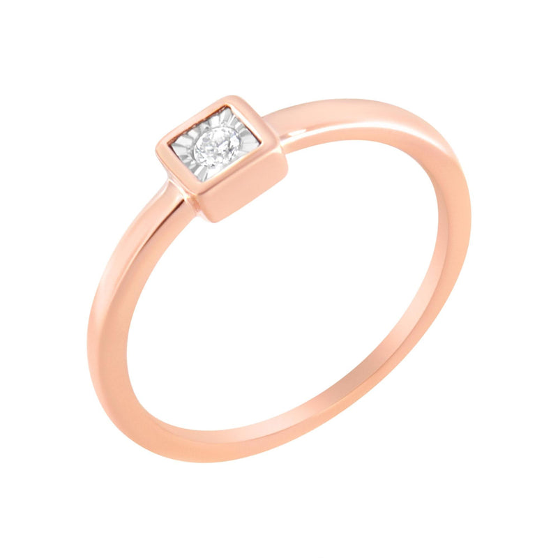 14K Rose Gold Plated .925 Sterling Silver 1/20 cttw Miracle Set Diamond Promise Ring (J-K Color, I1-I2 Clarity) 14K rose gold ring with miracle set round diamond stones