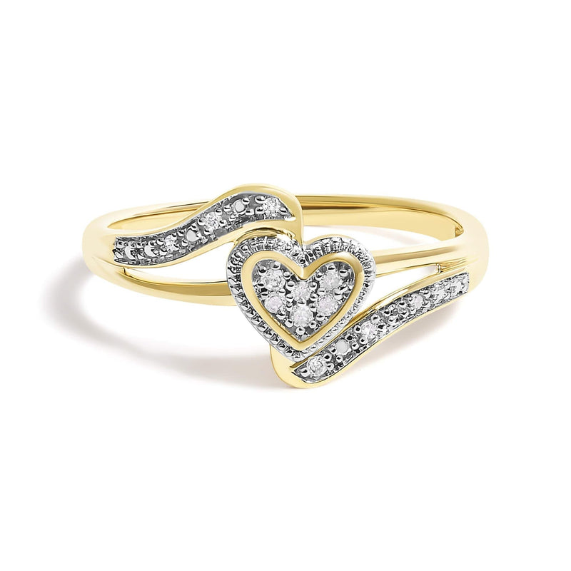 10K Yellow Gold Diamond Accent Filigree Heart Promise Ring (I-J Color, I3 Clarity) 10K yellow gold ring with heart diamond accents in filigree heart design