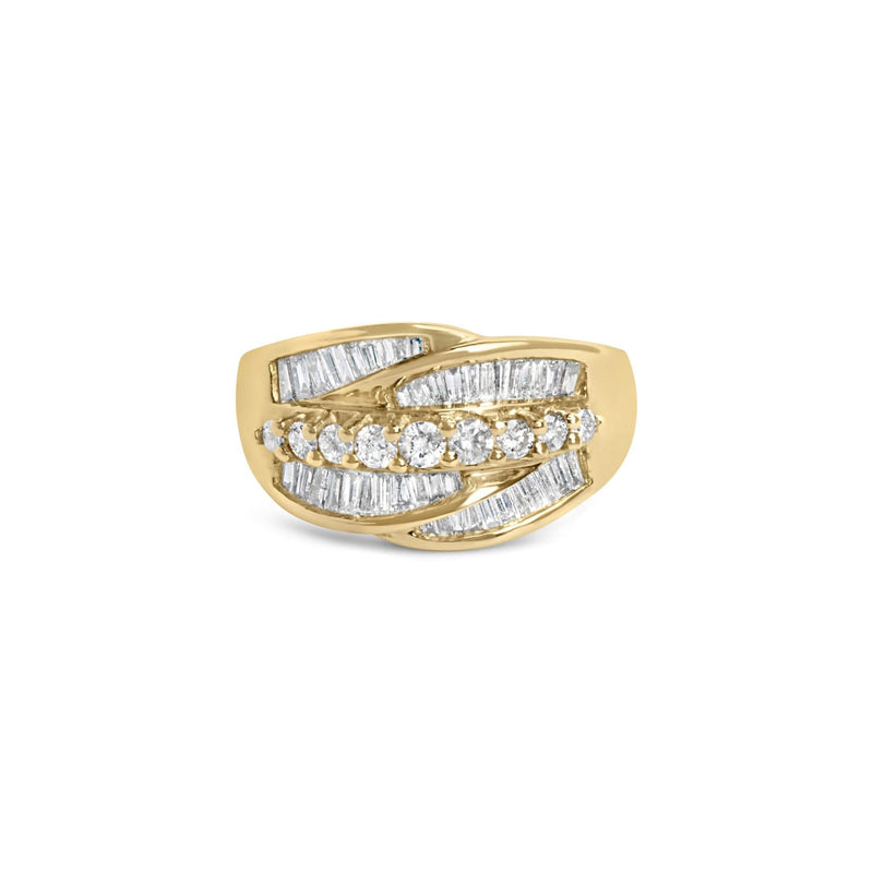 14K Yellow Gold 1.00 Cttw Diamond Cocktall Cluster 5 Stone Ring (H-I Color, SI1-I1 Clarity) - Ring Size 7 14K yellow gold ring with 5 round diamond stones in a cluster setting