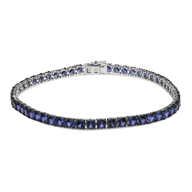 Men's .925 Sterling Silver Created Blue Sapphire Tennis Bracelet - 8.5 Men's .925 Sterling Silver Created Blue Sapphire Tennis Bracelet - 8.5