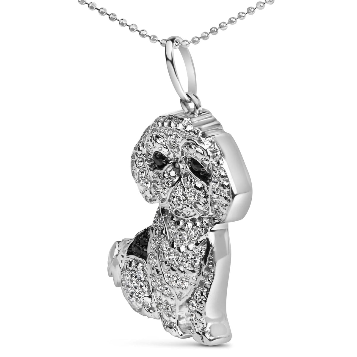 Amazon Collection Sterling Silver Dog Pendant Necklace With White & Black Diamonds (1/2 Ct Tw), 18" Chain - View #9